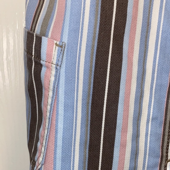 BDG Gray Pastel Striped Button Front Overall Sleeveless Skirtall Casual Dress XS - Picture 5 of 13